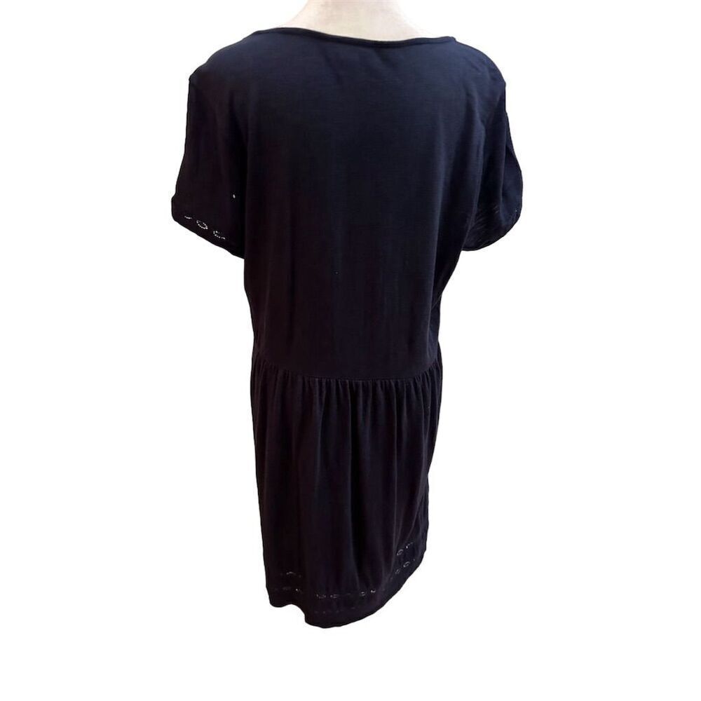 J Jill Women's M Cotton Blend Black Short Sleeve Peasant Dress Short Length - Picture 3 of 12